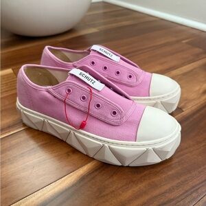 Schutz Pink Slip On Canvas Sneakers Size USA 7/8
